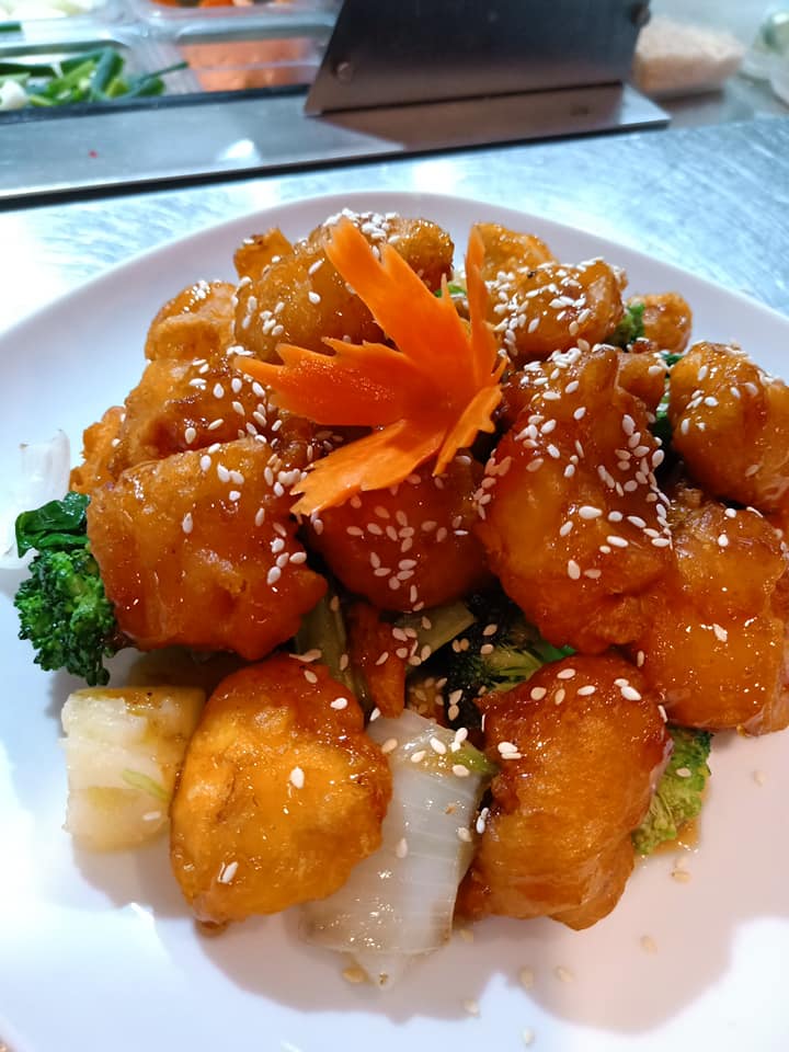 Try our scrumptious “Honey/Lemon Chicken”.
